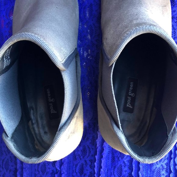 SOLD! Paul Green Suede Leather Ankle Boots/ Booties- Stretch Fit. Grey. Size 3.5 - Picture 8 of 12
